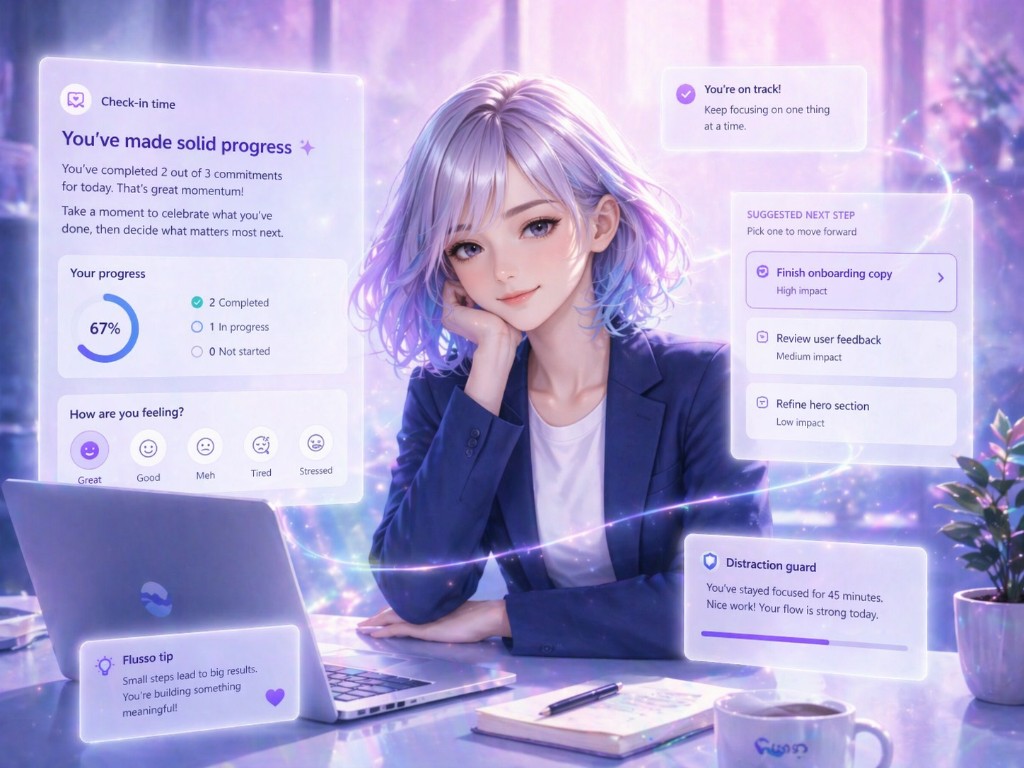 Flusso helps you, at regular intervals, to understand how you are really getting on